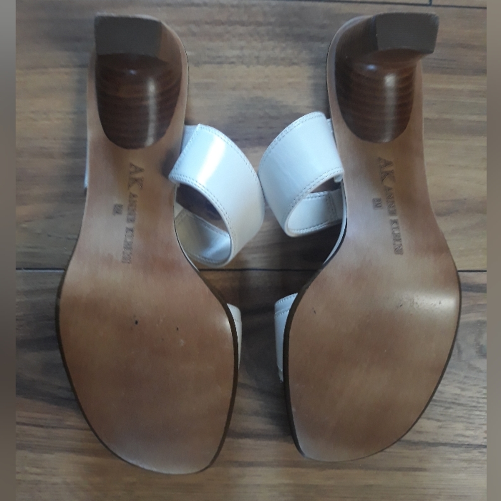 Anne Klein Sandals,Cream with 3" Stacked wood heel. - Picture 10 of 11